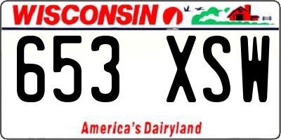 WI license plate 653XSW