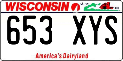 WI license plate 653XYS