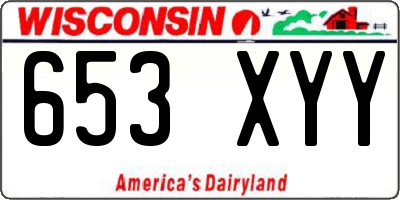 WI license plate 653XYY