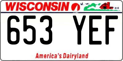WI license plate 653YEF