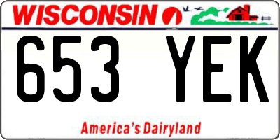 WI license plate 653YEK