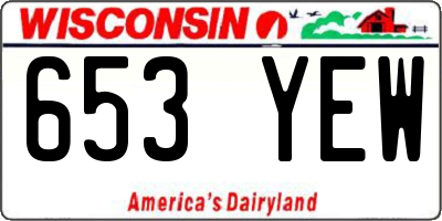 WI license plate 653YEW