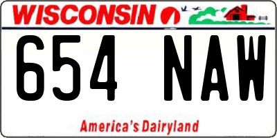WI license plate 654NAW