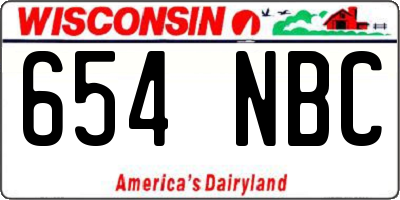 WI license plate 654NBC