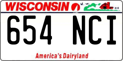 WI license plate 654NCI