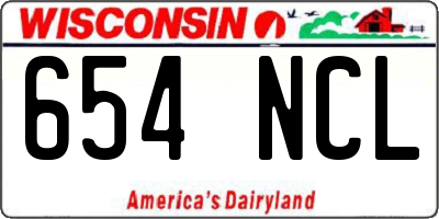 WI license plate 654NCL