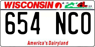 WI license plate 654NCO