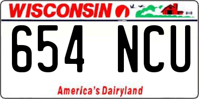 WI license plate 654NCU