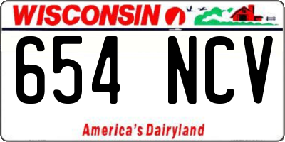 WI license plate 654NCV
