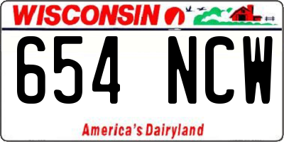 WI license plate 654NCW