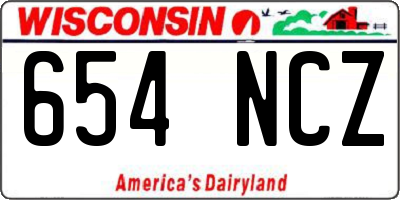 WI license plate 654NCZ