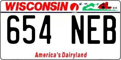 WI license plate 654NEB