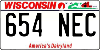 WI license plate 654NEC