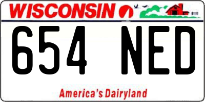WI license plate 654NED