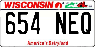 WI license plate 654NEQ