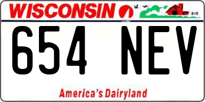 WI license plate 654NEV