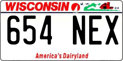 WI license plate 654NEX