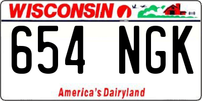 WI license plate 654NGK