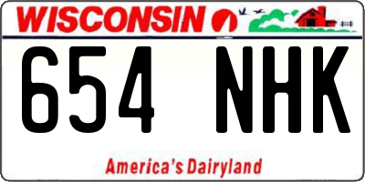 WI license plate 654NHK