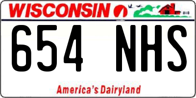 WI license plate 654NHS