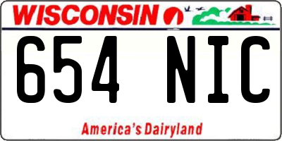 WI license plate 654NIC