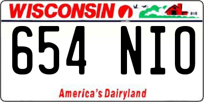 WI license plate 654NIO