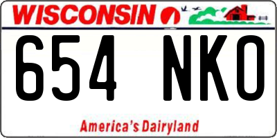 WI license plate 654NKO