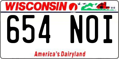 WI license plate 654NOI