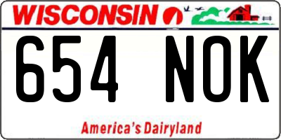 WI license plate 654NOK