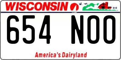 WI license plate 654NOO