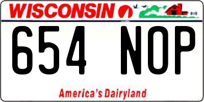 WI license plate 654NOP