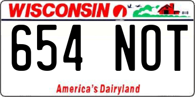 WI license plate 654NOT
