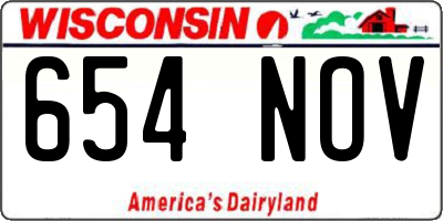 WI license plate 654NOV