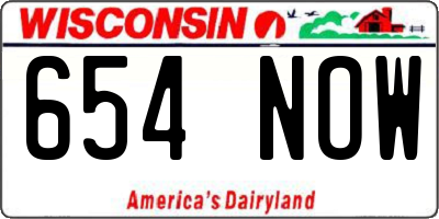 WI license plate 654NOW