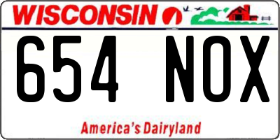 WI license plate 654NOX