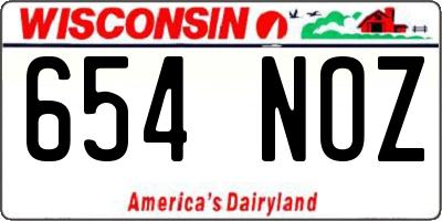 WI license plate 654NOZ
