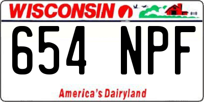 WI license plate 654NPF