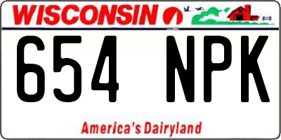 WI license plate 654NPK