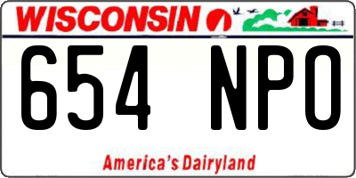WI license plate 654NPO