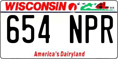 WI license plate 654NPR