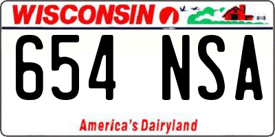 WI license plate 654NSA