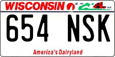 WI license plate 654NSK
