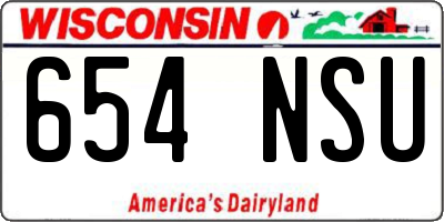 WI license plate 654NSU