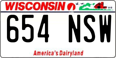 WI license plate 654NSW