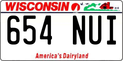 WI license plate 654NUI