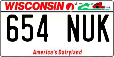 WI license plate 654NUK