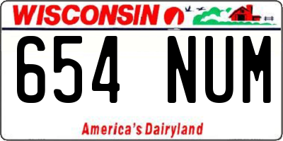 WI license plate 654NUM