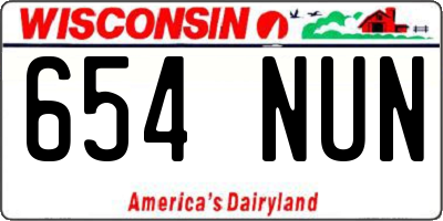 WI license plate 654NUN