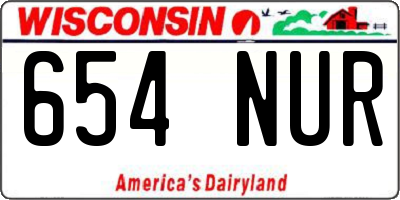 WI license plate 654NUR