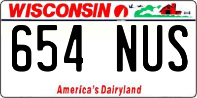 WI license plate 654NUS
